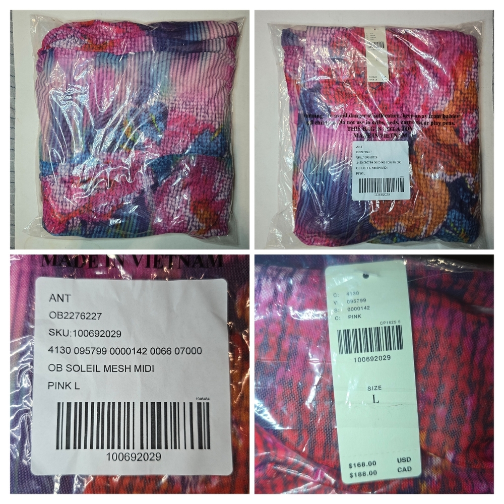 ANTHROPOLOGIE‎ Soleil Slim Strapless Midi Dress L and XL Ruched Mesh Pink Floral - Picture 15 of 16